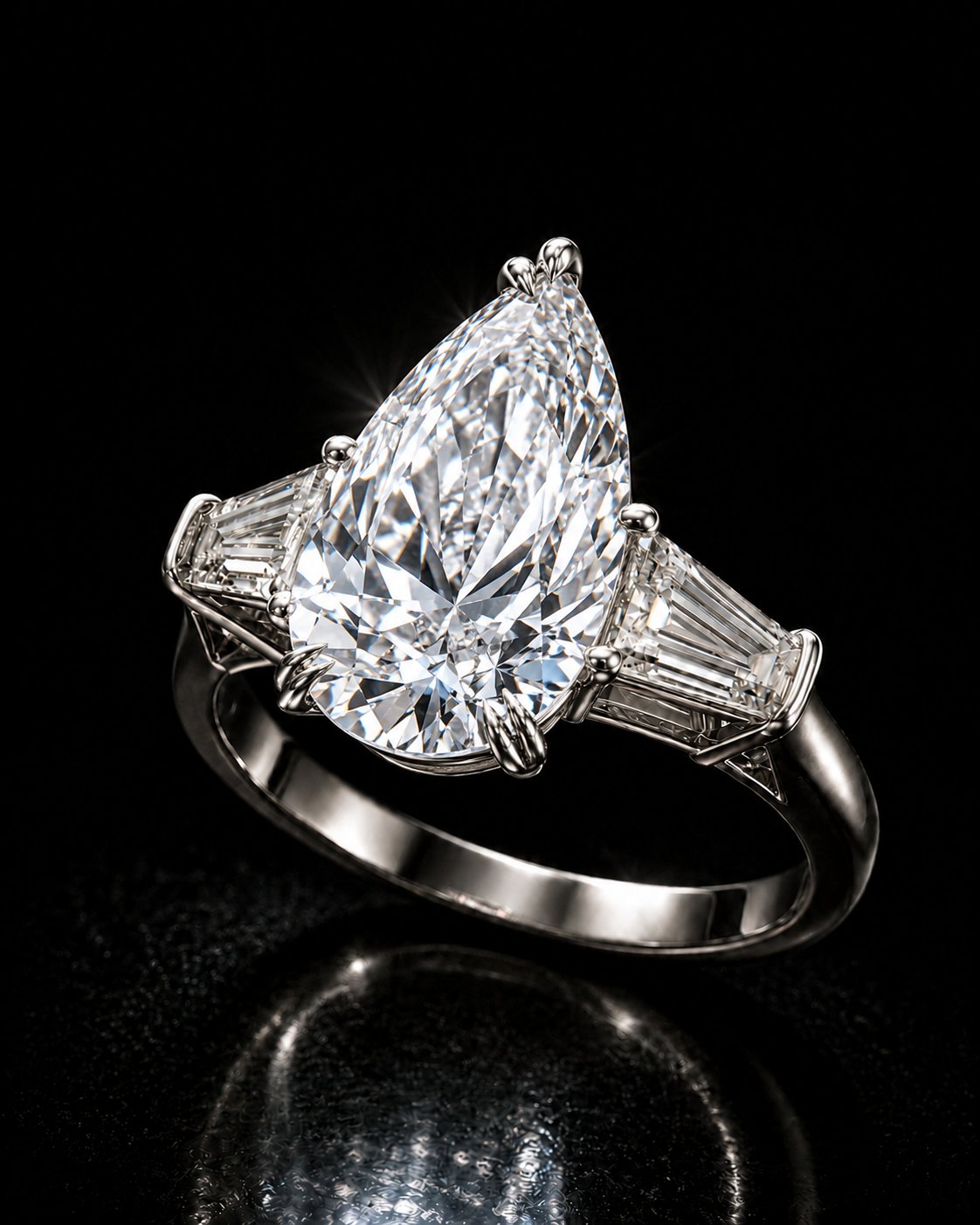 3.02 carat pear laboratory-grown diamond solitaire